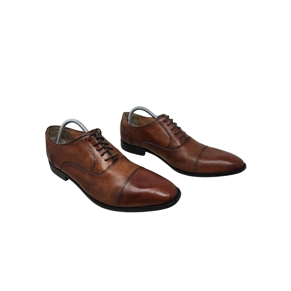 Steve Madden Oxford Shoes 13 Men Cognac Leather Cap Toe P-Quins Dress Business